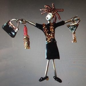 Tanya Creations VTG Party Girl Brooch